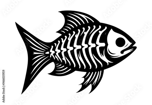fish skeleton icon black vector
