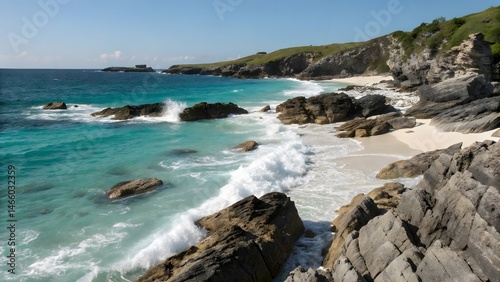 Summer beach adventure scenic coastal view relaxation tropical environment serene perspective nature's beauty