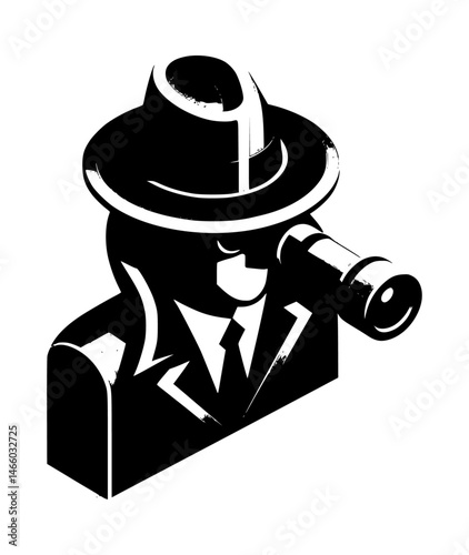 Isometric Spy Black Vector Logo