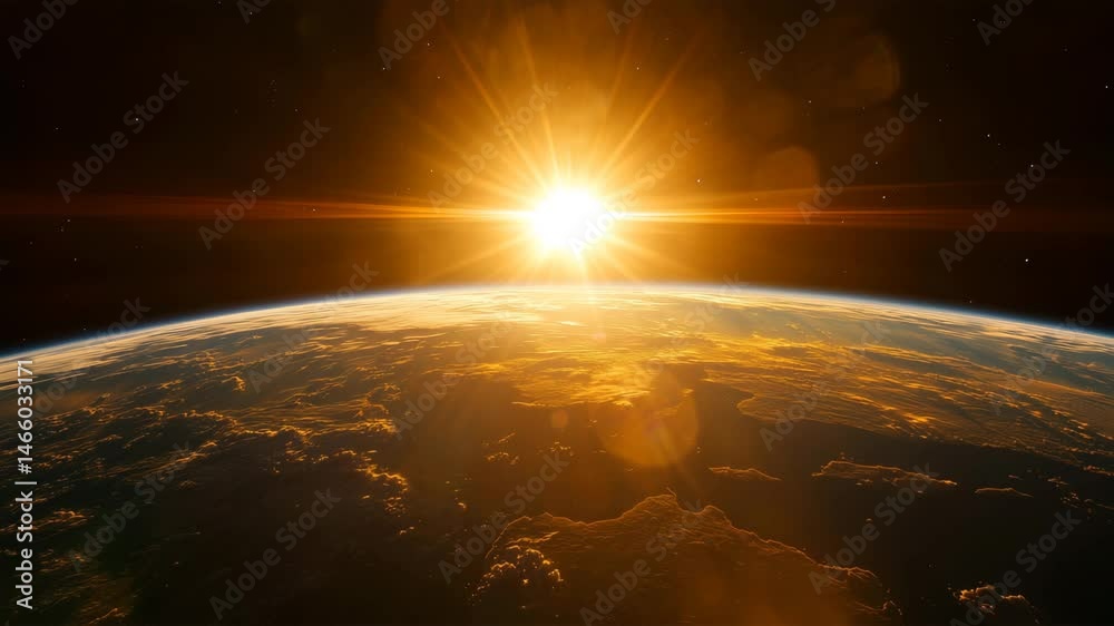 宇宙から眺める日の出と地球 宇宙から眺める日の出と地球