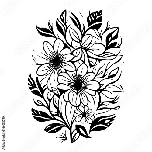 Floral arrangement with bold outlines creating a striking visual texture
