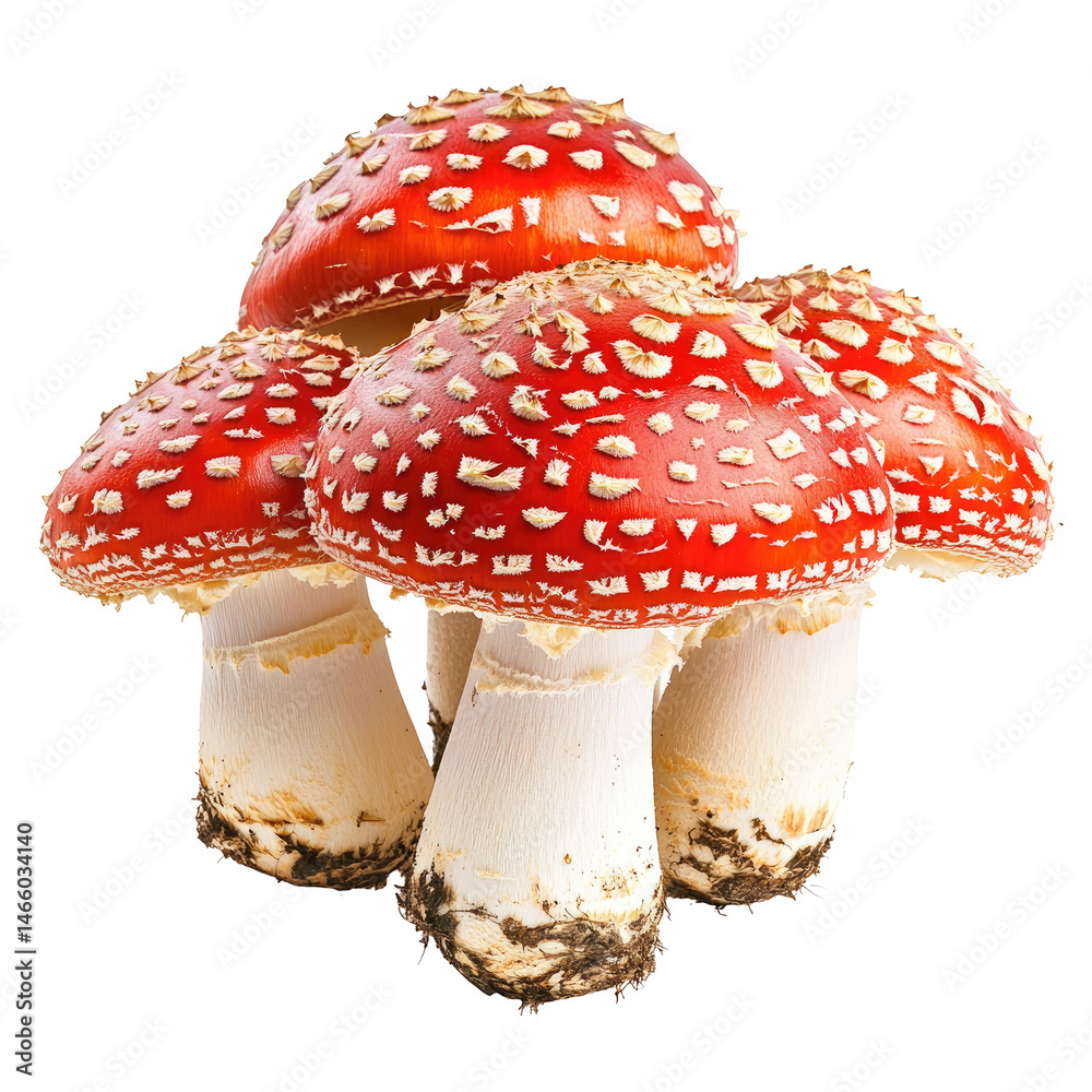 Obraz premium Cluster of vibrant red mushrooms