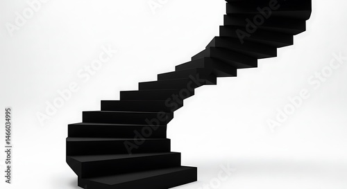 black abstract stair case in front of white background