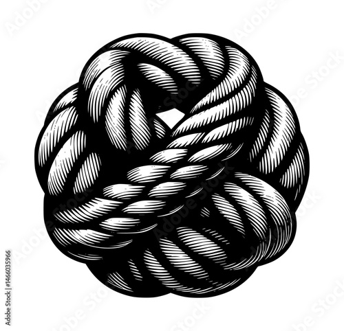 realistic rope knot icon vector black