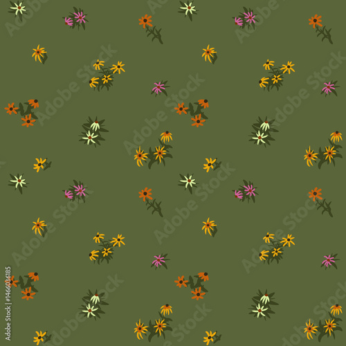 Wallpaper Mural Black Eye Susan Purple Cone Flower Floral pattern background  Torontodigital.ca