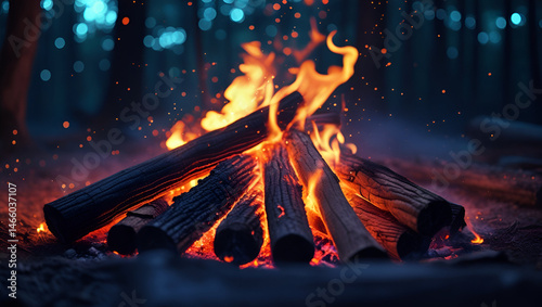 Crackling Campfire in the Forest – Cozy Night Ambience & Warm Flames