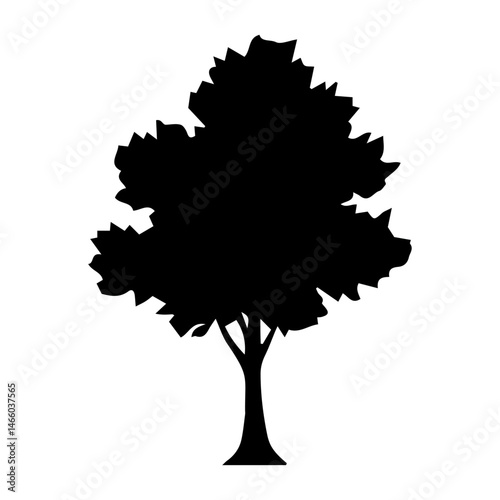 Diverse Tree Silhouette Collection, Coniferous, Deciduous, and Bare Branch in Vector Format, 
Black and White Vector Illustration, Variations of Tree Shapes from Broadleaf to Needle-leaf