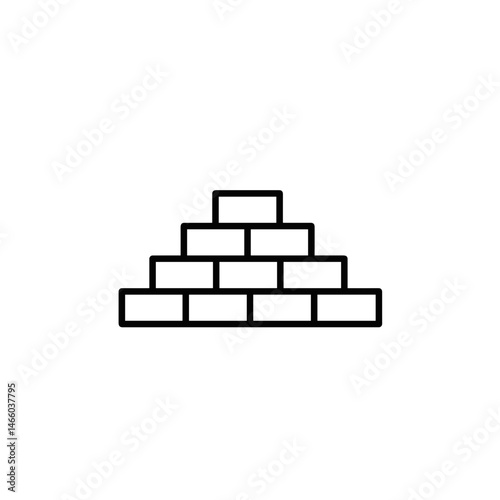 Bricks stacked in a pyramid shape on a white background  