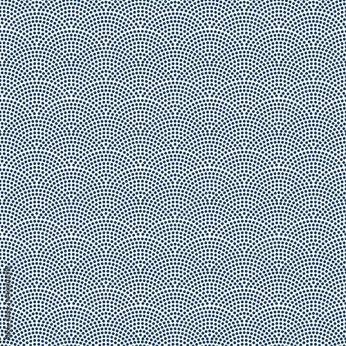Samekomon seamless Japanese traditional pattern. Fine dotted textile design in navy blue. Repeating background for kimono and cultural decoration