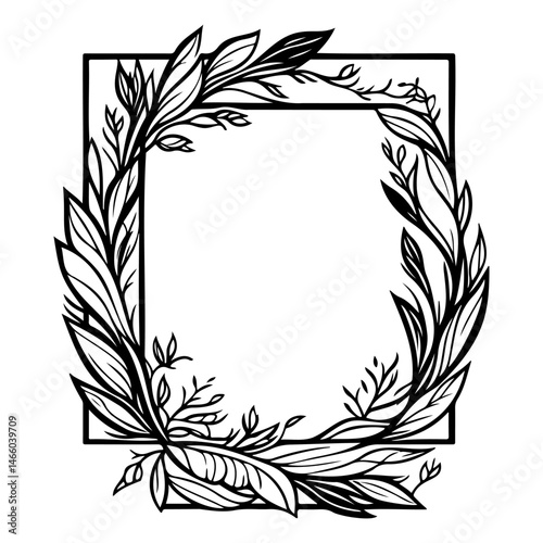 Botanical frame with leafy embellishments offering a minimalist design element