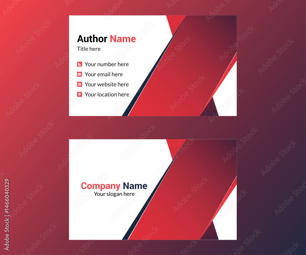 Fototapeta premium Red business card design