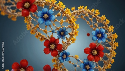 Colorful Flower Garlands Hanging – Festive Decorative Background Vibrant Floral Strings on Blue Background – Indian Wedding or Festival Decor