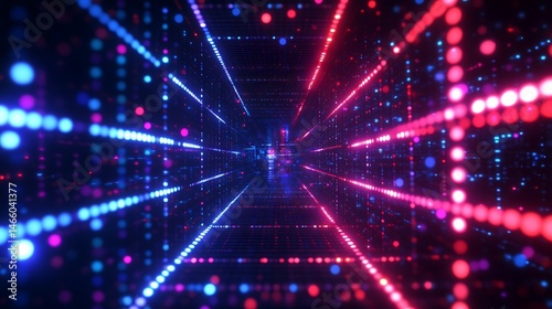 Futuristic tunnel of vibrant lights