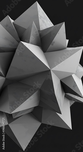 Monochrome Geometric Form: Sculptural 3D Render