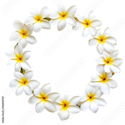: hawaii garland of frangipani flowers lei isolated isolated on white and transparent background.