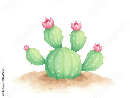 Watercolor Painting of a Thumb Cactus