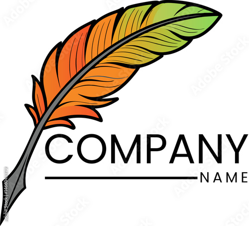 Colorful quill pen logo with modern gradient feather 
