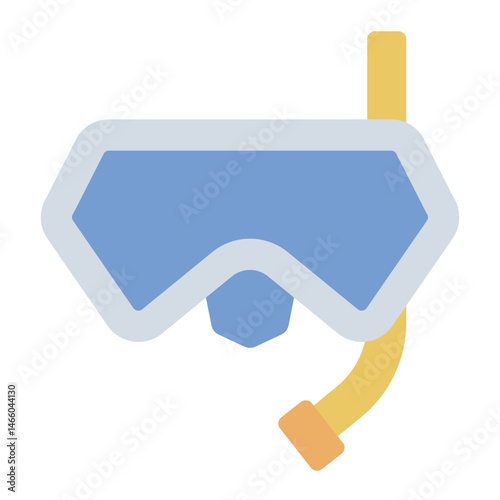 diving mask flat icon with snorkel tube for travel
