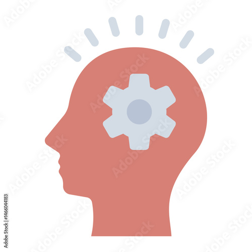 head with gear flat icon for inner calm mindfulness