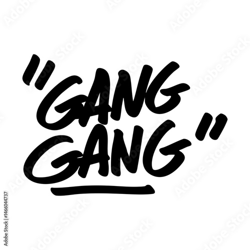 gang gang word text on Grafitti hand written style