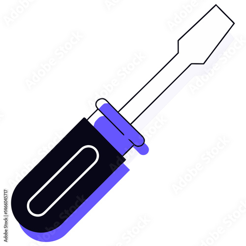 Flathead screwdriver icon in minimalist style, mechanical hand tool and repair equipment illustration