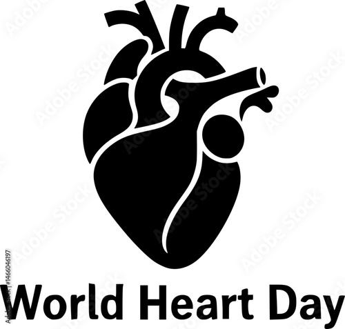 Simple Black Heart Silhouette for World Heart Day