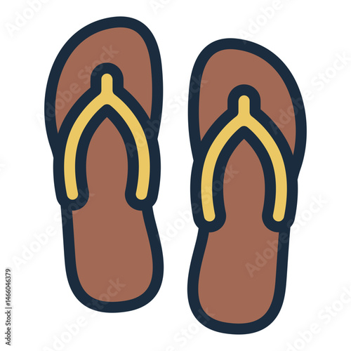 relaxed footwear filled line icon with travel flip flop style