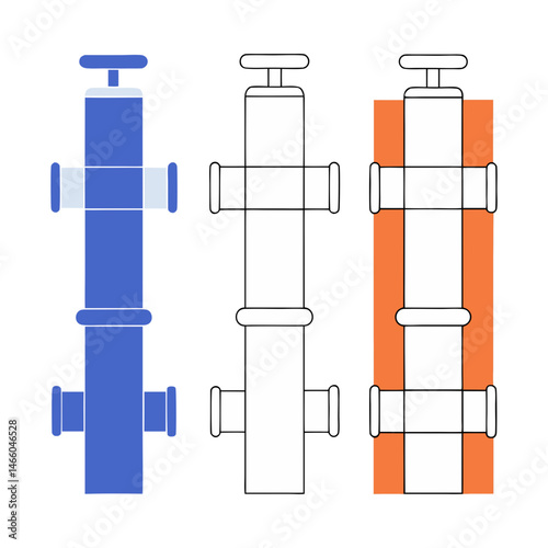 Modern plumbing pipe fittings icon in minimalist style, industrial and construction equipment illustration