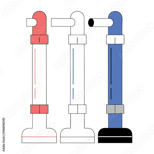 Modern plumbing pipe fittings icon in minimalist style, industrial and construction equipment illustration