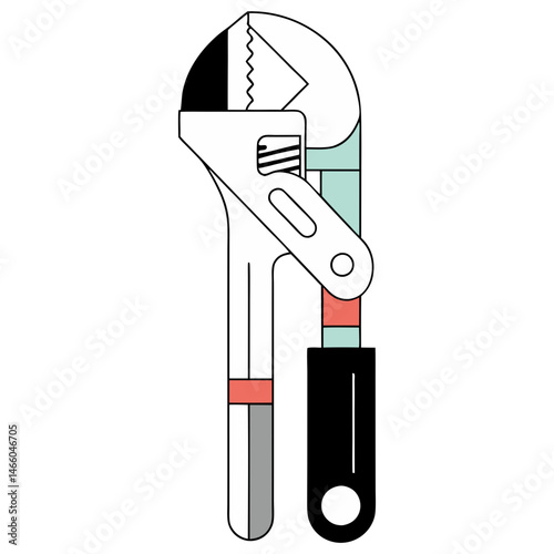 Monkey wrench tool icon in minimalist style, mechanical and plumbing equipment illustration