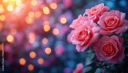 Pink Roses with Garden Lights, and Romance.