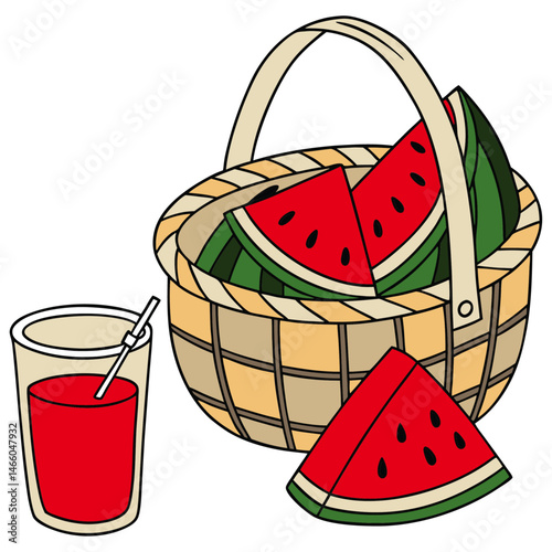 illustration of a strawberry in a basket vactor