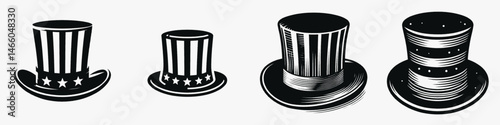 The American Top Hat. Symbol Vector Clip art. Usa formal headwear a nations iconic style vintage elegance heritage.