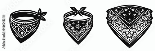 The Bandana. Symbol Vector Clip art. Head covering motif a fabric square for versatile adornment vogue garment.