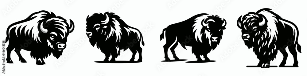 Fototapeta premium The Bison. Symbol Vector Clip art. American buffalo great plains mammal a of wildlife and nature.