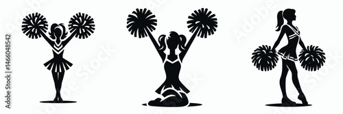 The Cheerleader Pom poms. Symbol Vector Clip art. Spirited dance fluffy bunches for pep movement excitement cheering routine.