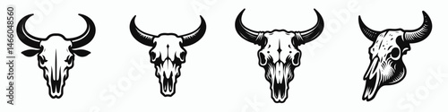 The Cow Skull. Symbol Vector Clip art. Bovine cranium a desolate vista of western heritage rural life.