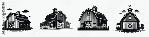 The Farm Barn. Symbol Vector Clip art. Rustic agricultural construction a rural homestead for country living.