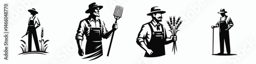 The Farmer. Symbol Vector Clip art. Agrarian cultivator rural agriculture tending earth growth harvest vocation.
