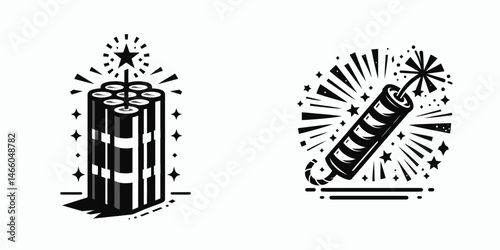 The Firecracker. Symbol Vector Clip art. Vibrant explosive display a celebration sparking excitement of potent merriment and elation.