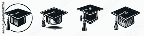 The Graduation Cap. Symbol Vector Clip art. Academic headgear mortarboard for achievement knowledge commencement event.
