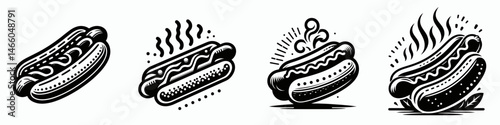 The hot dog. Symbol Vector Clip art. Savory frankfurter a culinary pleasure simple enjoyment of cookout delicacy.