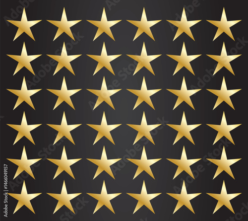 Golden stars isolated on black background. Rating stars icon