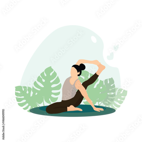 Woman Performing Seated Yoga Stretch Pose Outdoors