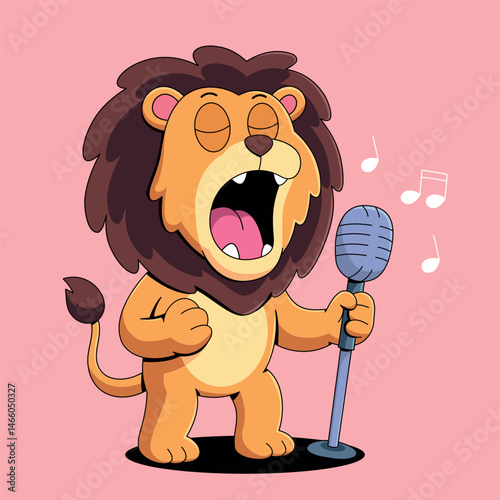 Cartoon lion singing
