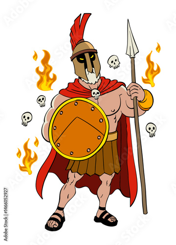Greek God of Ares in Retro Vintage style
