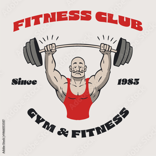 Power lifter Muscle Vintage Retro Character