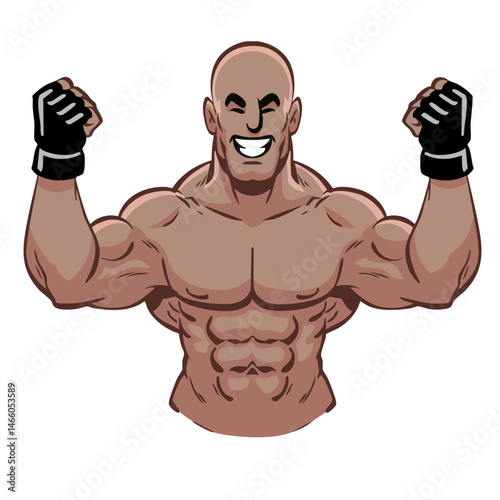 MMA fighter Character in Hand Drawn vintage Style