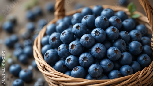 Wallpaper Mural A rustic basket filled with fresh, plump blueberries, showcasing the rich blue color and natural sheen of these delicious fruits, perfect for healthy recipes. Torontodigital.ca