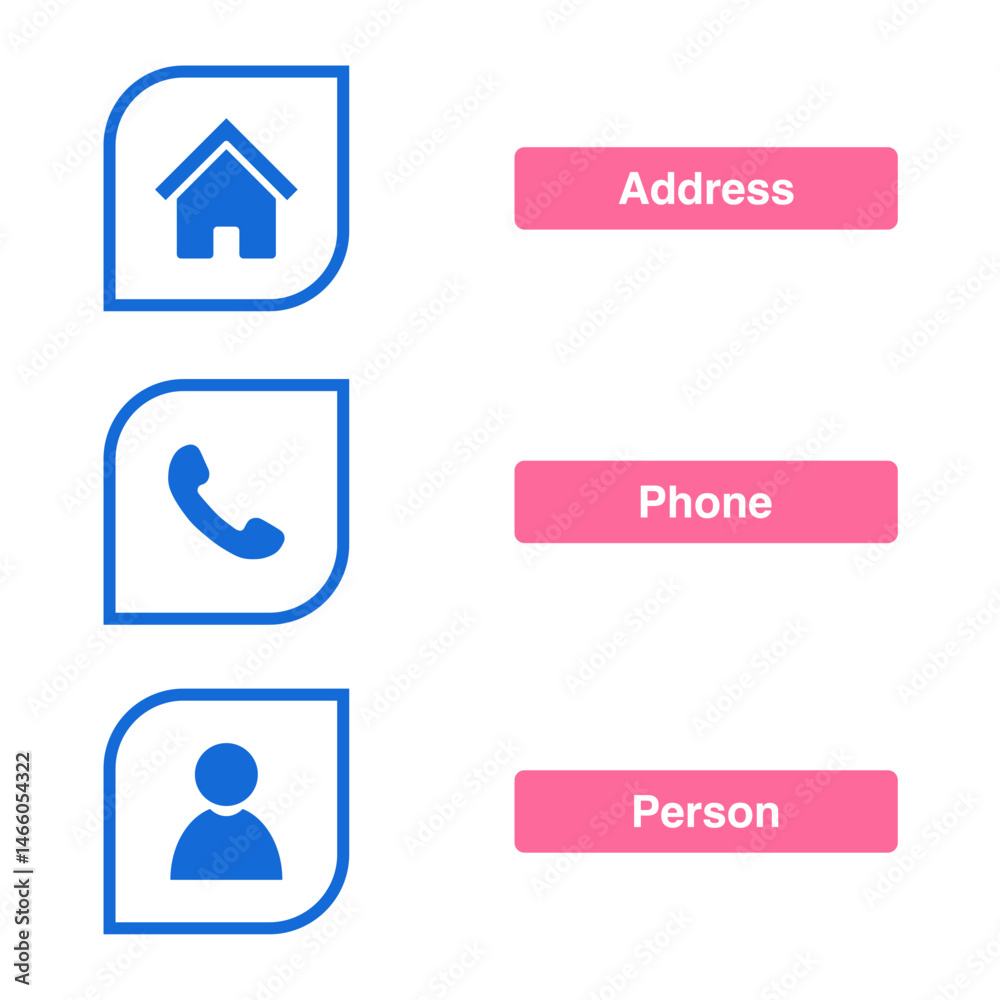 phone, people and address icons on transparent background phone, people and address icons on transparent background